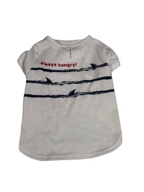 Bond & Co Dog Shark Tee Medium White Navy Always Hungry Pet Shirt